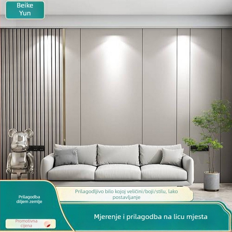 Meki zidni panel za pozadinu dnevnog boravka i spavaće sobe — PVC materijal, jednostavan moderni stil, jednobojni uzorak, prilagodljivo