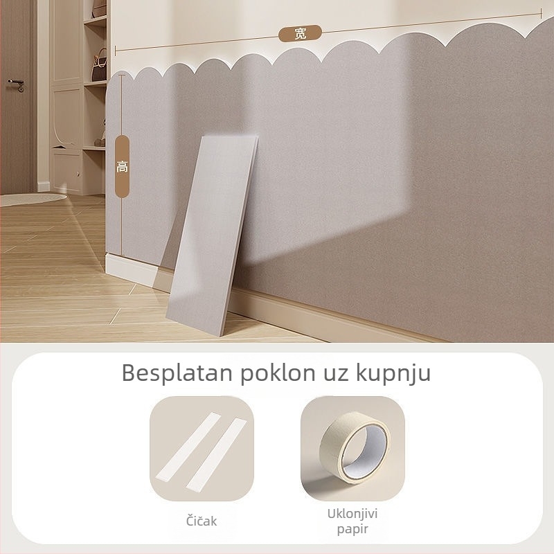 3D mekan tapecirani zidni panel s samoljepljivim stražnjim slojem – dekorativno oblaganje zida za spavaću sobu, zaštita od udara u dječjoj sobi