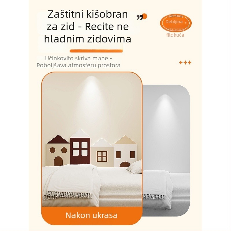 Naljepnice za zid filca za dječju sobu – set od 2 komada, dekorativne, jednobojni uzorak, jednostavan i modern dizajn, ogledni zidni naljepnica (Materijal: Drugo; Funkcija: Dekoracija; Uzorak: Jednobojan; Broj komada: 2)