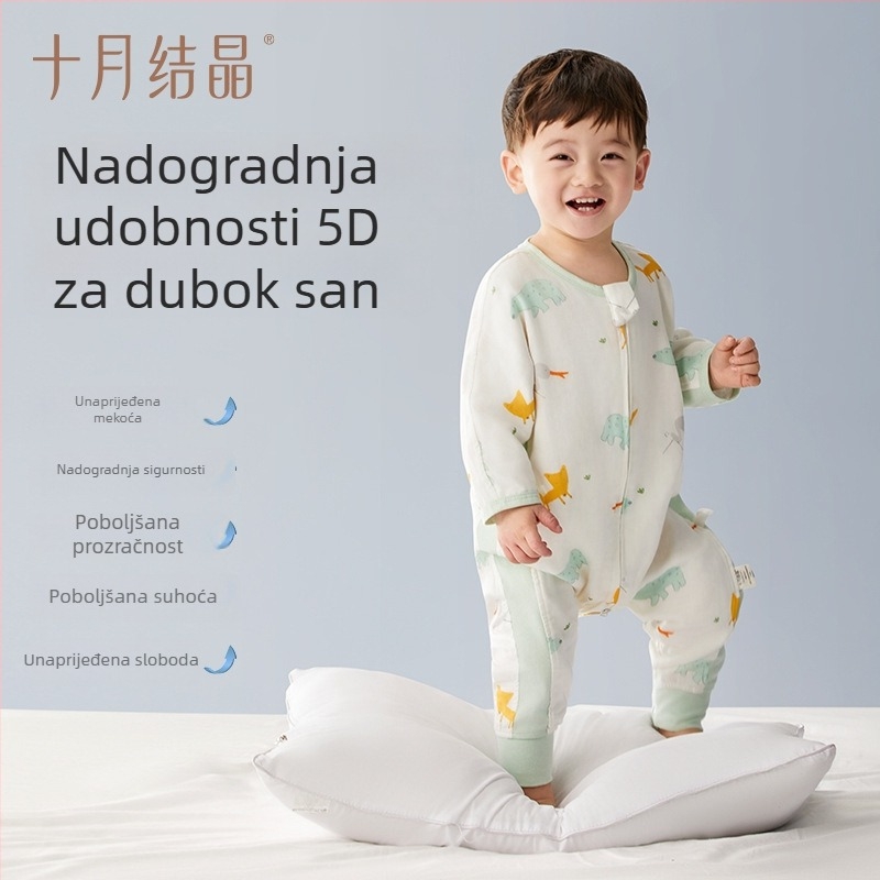 Dječja spavaća vreća s dugim rukavima, razdvojene noge, četiri godišnja doba, tkanina od regenerirane celulozne vlakna (Tencel)