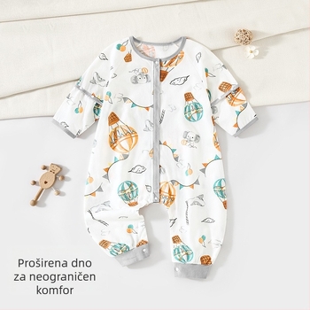 Dječji spavaći vreć s podijeljenim nogama i odvojivim rukavima; tkanina od čistog pamuka 95%+, podstava i punilo od pamuka; pogodno za proljeće, ljeto i jesen
