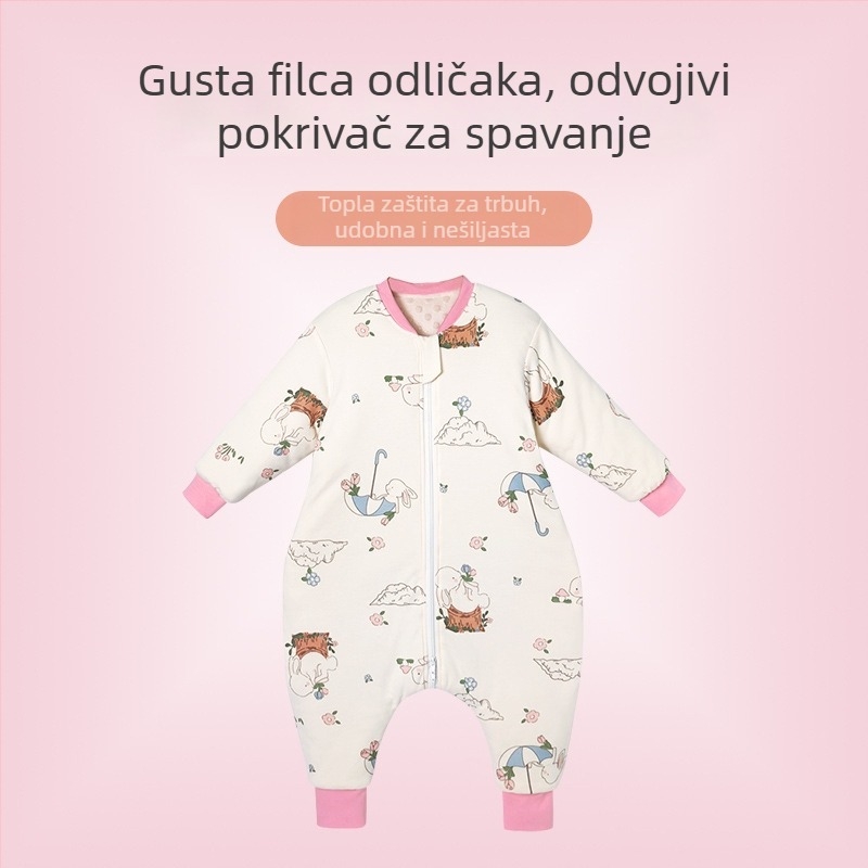 Spavaća vreća s nogicama za bebe i djecu do 3 godine – pamuk materijal, punjenje od velura, tiskani uzorak