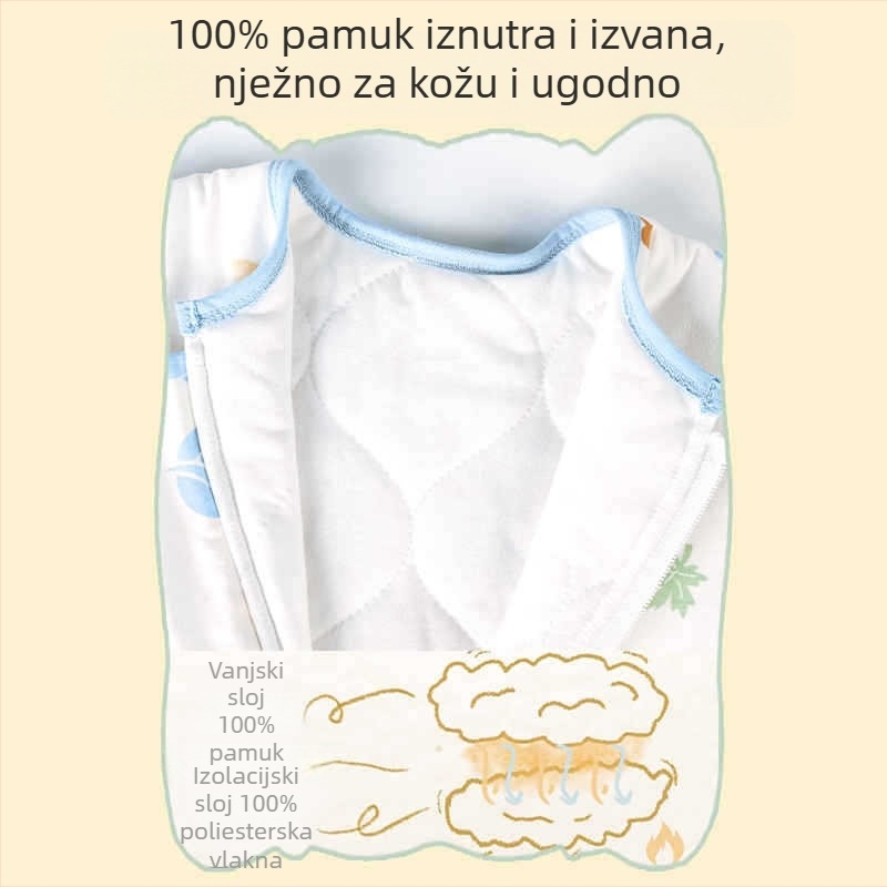 Spavaća vreća za bebe – zimska, pamuk 100%, lagano punjenje, odvojene noge, motiv crtić, zatvarač