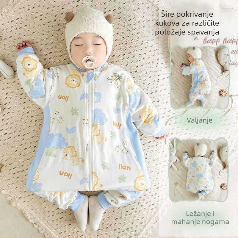 Spavaća vreća za bebe – zimska, pamuk 100%, lagano punjenje, odvojene noge, motiv crtić, zatvarač