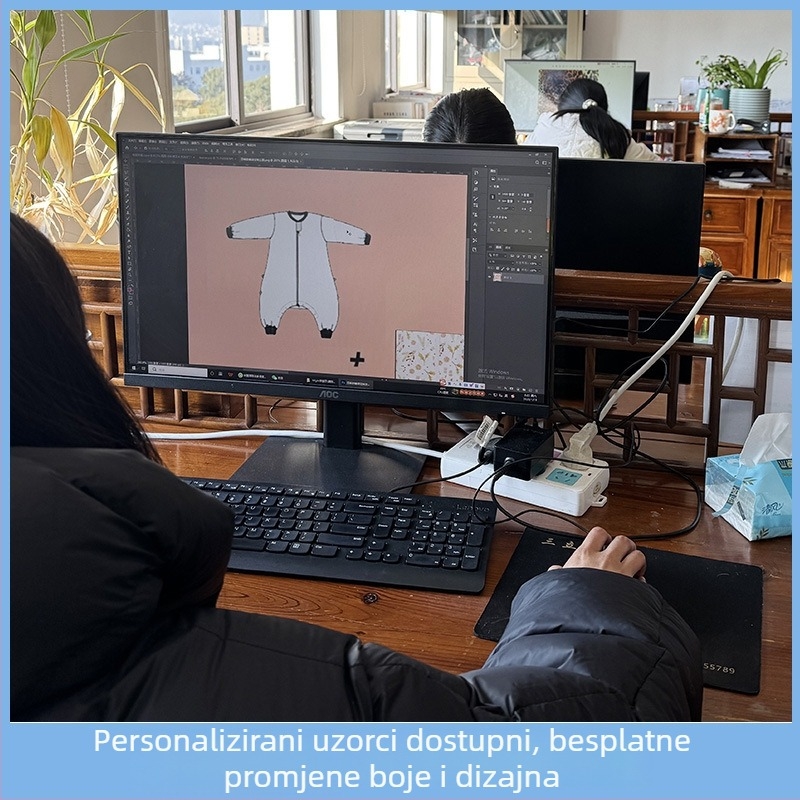 Spavaći vreć za bebe od četiri sloja gazu od bambus-pamučne tkanine, jedinstven dizajn s odvojenim nogama, ljetna verzija, Klasa A, izrada po narudžbi