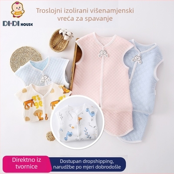 Spavaća vrećica za bebe u stilu prsluka sa odvojenim nogama, podstavljena pamukom, višenamjenska jednopojasna spavaća odjeća za djecu 1–3 godine