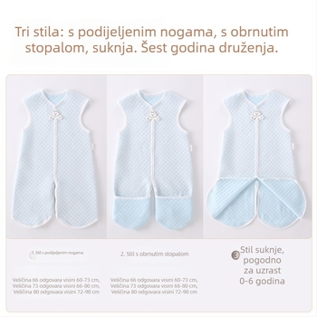 Spavaća vrećica za bebe u stilu prsluka sa odvojenim nogama, podstavljena pamukom, višenamjenska jednopojasna spavaća odjeća za djecu 1–3 godine