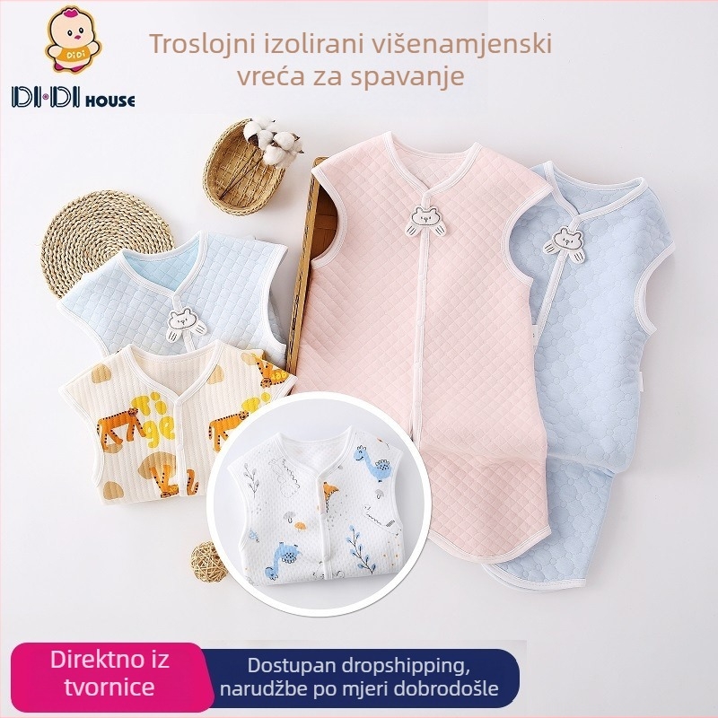 Spavaća vrećica za bebe u stilu prsluka sa odvojenim nogama, podstavljena pamukom, višenamjenska jednopojasna spavaća odjeća za djecu 1–3 godine