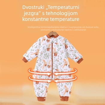Dječji spavaći vreć od mulberijeve svilene za jesen-zimu, ispunjeni, termoregulacijski, s podijeljenim nogama, unisex dječja odjeća za spavanje