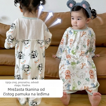 Dječje noćno odijelo od ledenog satenog materijala za proljeće i ljeto, prozračna tanko pamučno pidžama za djecu