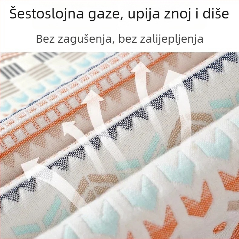 Xipin Dječji Gazasti Mat – Šest slojeva pamuka, mek podlog za krevetić, prozračan i upija znoj, za djecu 1–2 godine