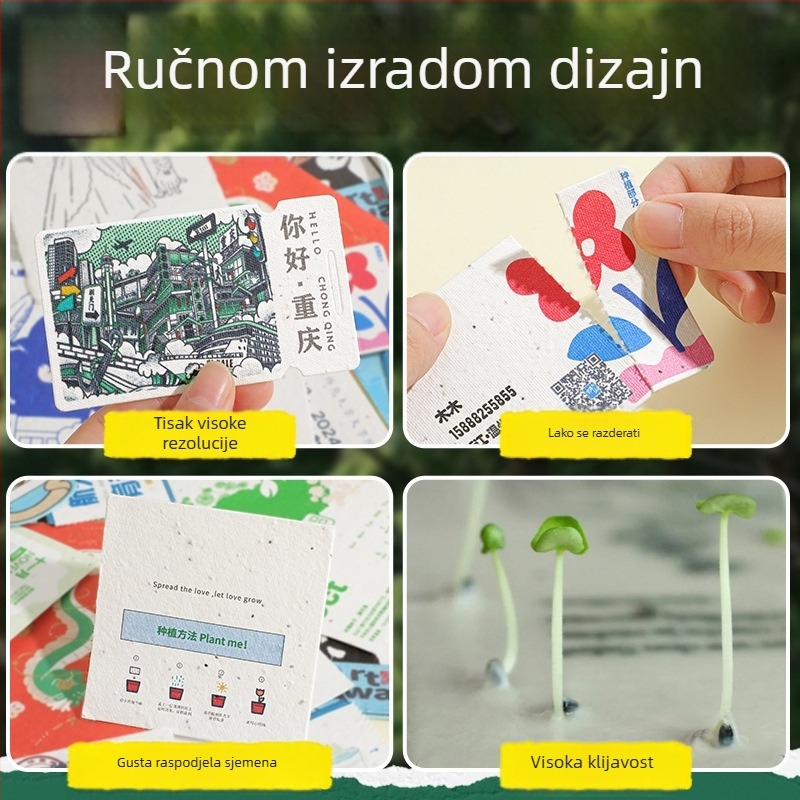 Prilagođena pozivnica za prvi rođendan djeteta od sjemenske kartice papira, kartični format, ekološki papir