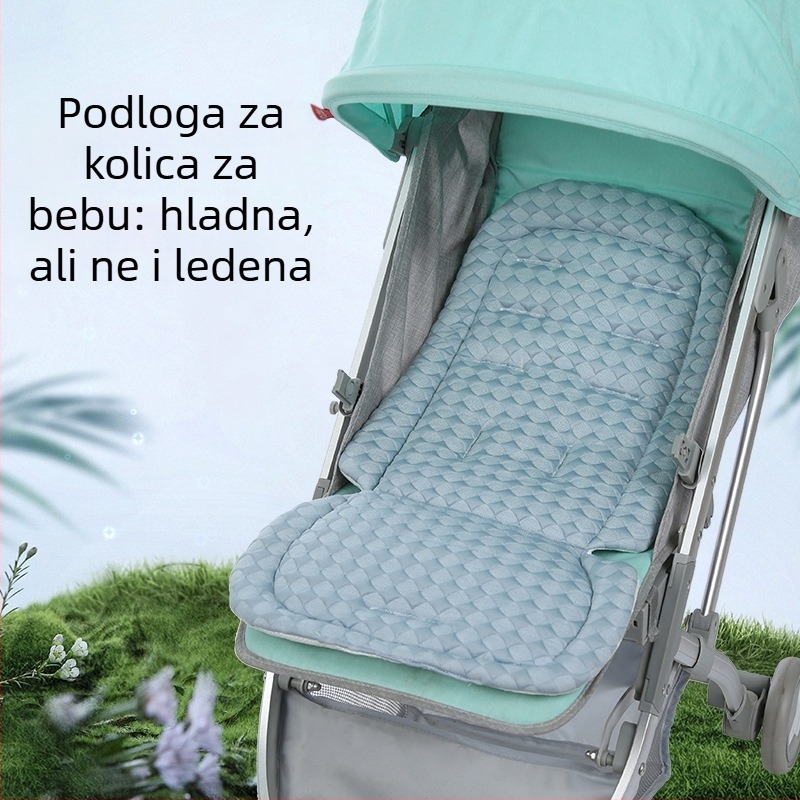 Podložak za sjedalo kolica - Ice Silk hlađenje, ljeto, univerzalno pristaje za kolica i visoku stolicu