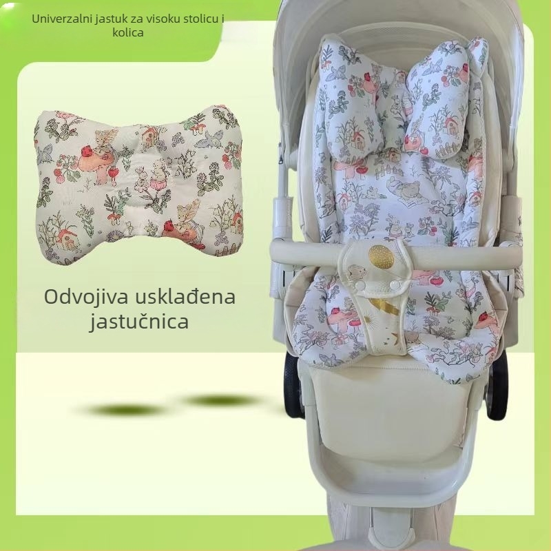 Jastučić za sjedalo kolica od pamuka, prozračan i apsorbirajući udarce, za dojenčad i djecu, pogodan za sve sezone