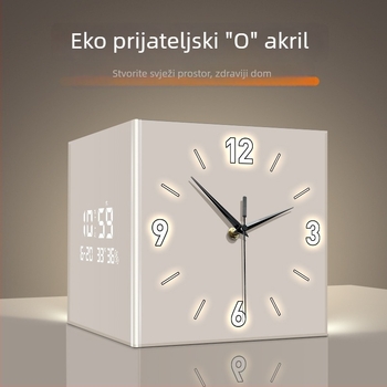 Leonardo LAC-24218 zidni sat, dvostrani, LED zaslon s brojevima i kazaljkama, napajanje baterijom, četvrtasti akrilni kućište, moderni minimalistički stil