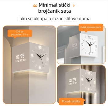 Leonardo LAC-24218 zidni sat, dvostrani, LED zaslon s brojevima i kazaljkama, napajanje baterijom, četvrtasti akrilni kućište, moderni minimalistički stil