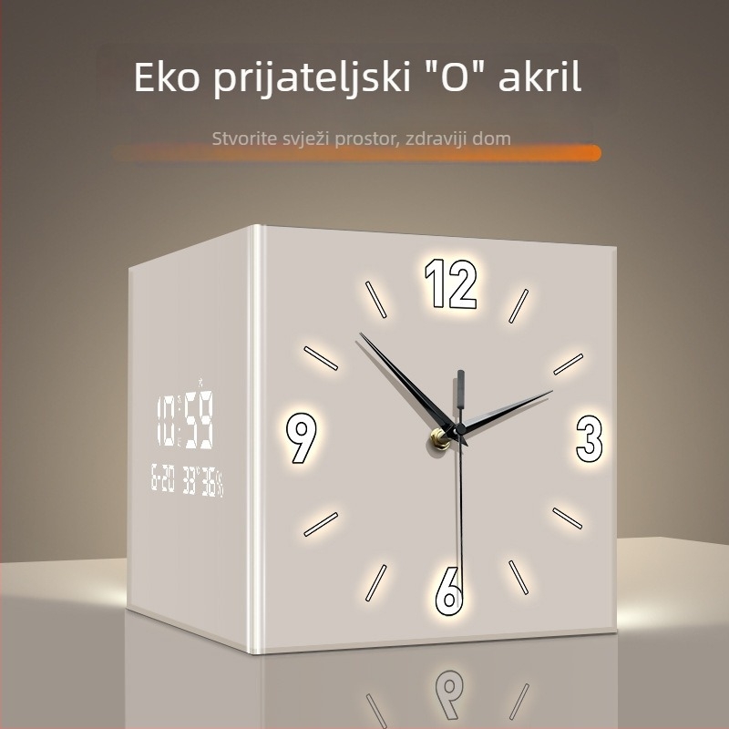 Leonardo LAC-24218 zidni sat, dvostrani, LED zaslon s brojevima i kazaljkama, napajanje baterijom, četvrtasti akrilni kućište, moderni minimalistički stil