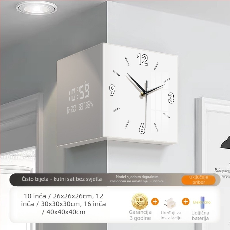 Leonardo LAC-24218 zidni sat, dvostrani, LED zaslon s brojevima i kazaljkama, napajanje baterijom, četvrtasti akrilni kućište, moderni minimalistički stil