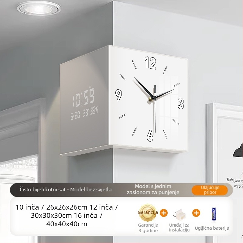 Leonardo LAC-24218 zidni sat, dvostrani, LED zaslon s brojevima i kazaljkama, napajanje baterijom, četvrtasti akrilni kućište, moderni minimalistički stil