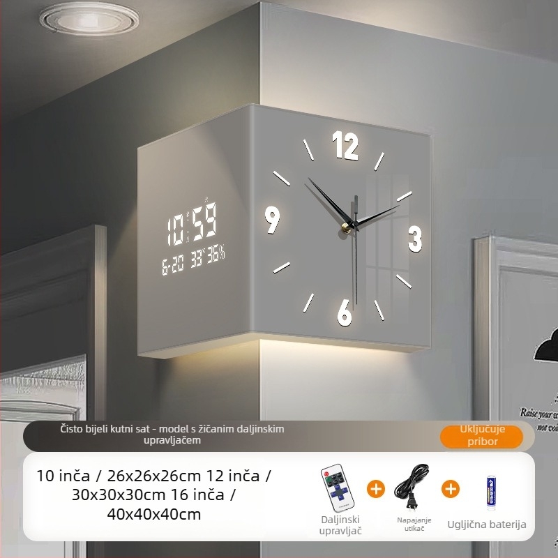 Leonardo LAC-24218 zidni sat, dvostrani, LED zaslon s brojevima i kazaljkama, napajanje baterijom, četvrtasti akrilni kućište, moderni minimalistički stil