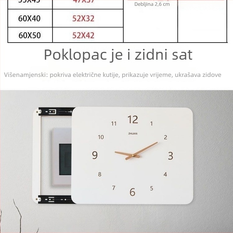 Zidni sat u nordijskom stilu za zaštitu brojila i električnog ormarića – pokrov bez bušenja