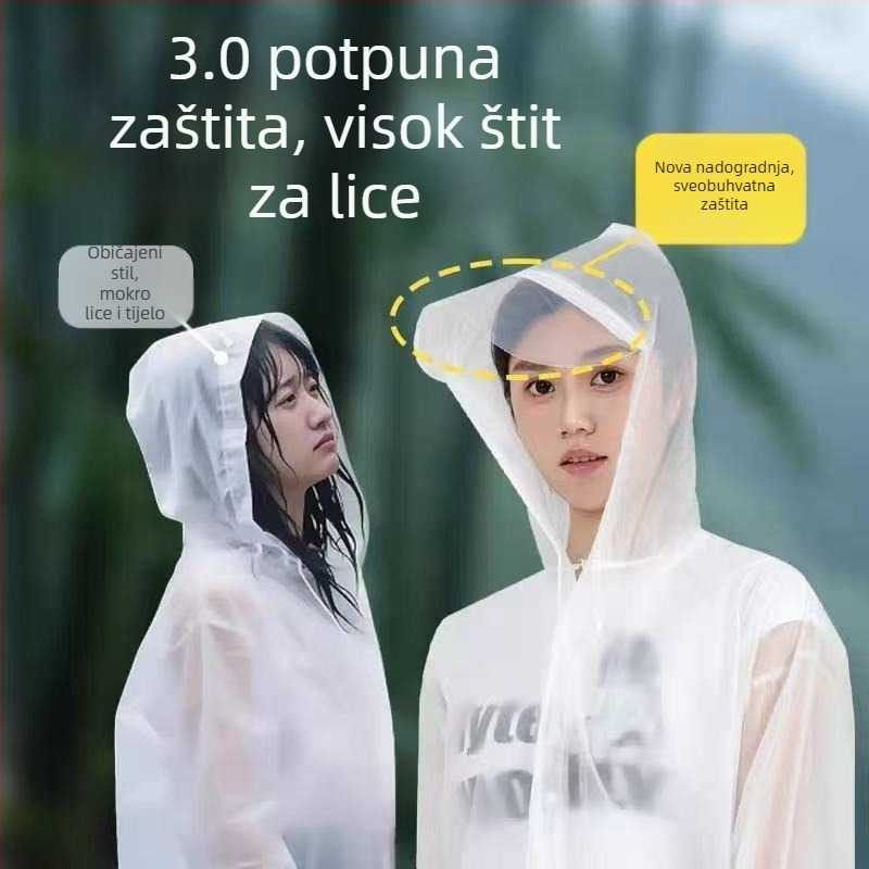 Dugi kišni kaput za outdoor putovanja i planinarenje, PVC tkanina, vodootporni PU sloj, mogućnost otiska logotipa