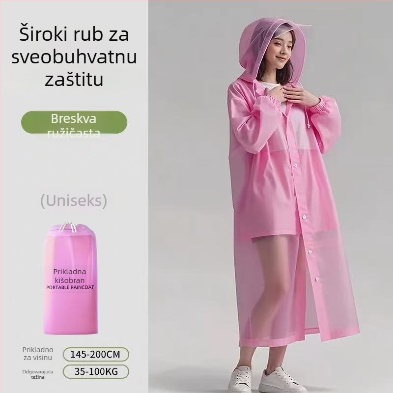 Dugi kišni kaput za outdoor putovanja i planinarenje, PVC tkanina, vodootporni PU sloj, mogućnost otiska logotipa