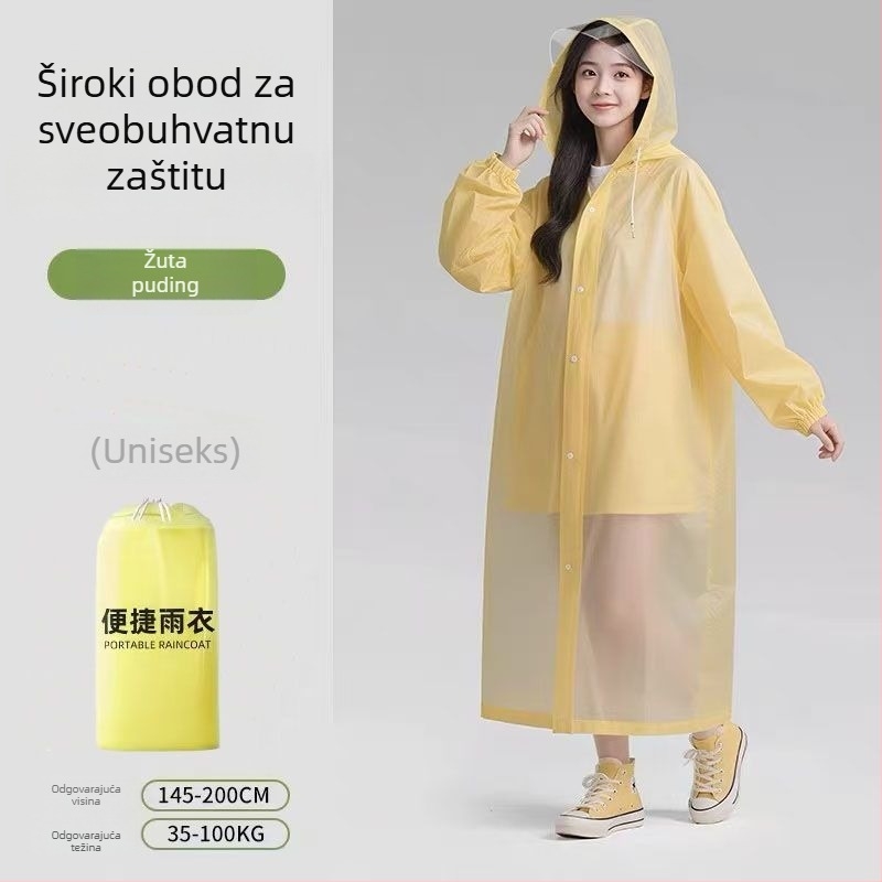 Dugi kišni kaput za outdoor putovanja i planinarenje, PVC tkanina, vodootporni PU sloj, mogućnost otiska logotipa