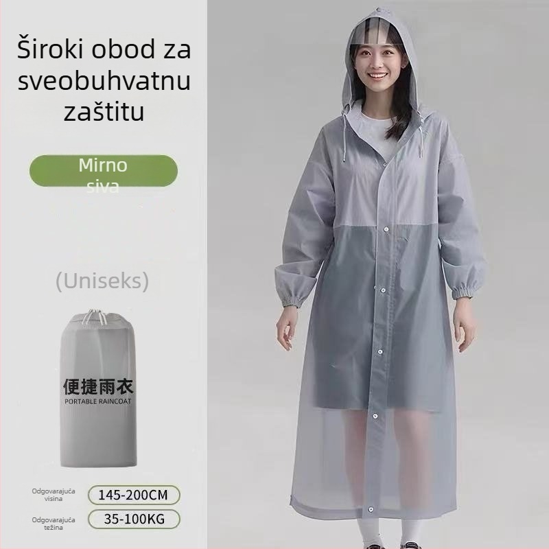 Dugi kišni kaput za outdoor putovanja i planinarenje, PVC tkanina, vodootporni PU sloj, mogućnost otiska logotipa