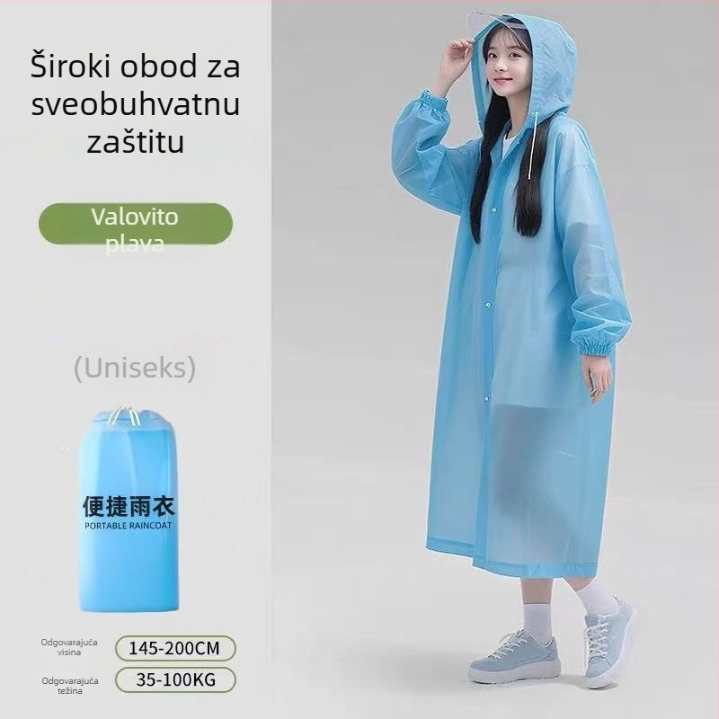 Dugi kišni kaput za outdoor putovanja i planinarenje, PVC tkanina, vodootporni PU sloj, mogućnost otiska logotipa