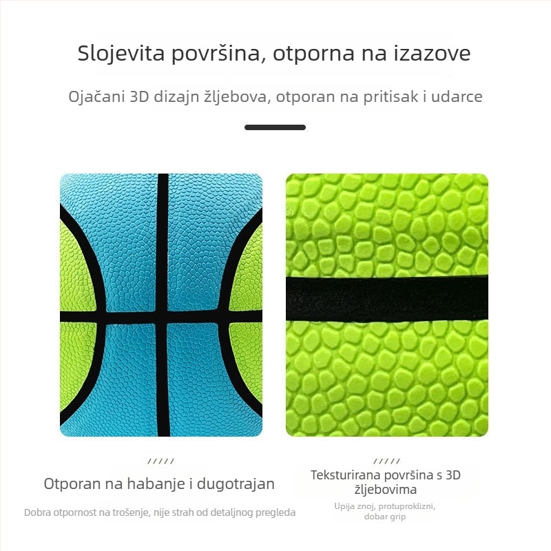 Shengwei Košarkaška lopta za djecu Nr. 5 – Trening u zatvorenim i otvorenim prostorima, plava PU, svjetleća, otporna na habanje