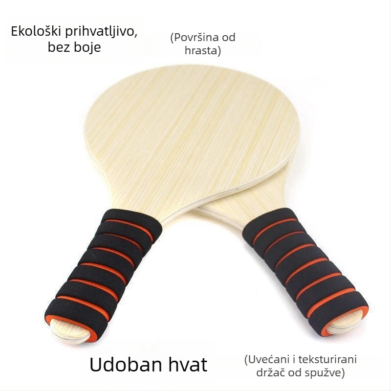 Raketa za stolni tenis od masivnog hrastovog drveta, horizontalni udarac, tiskani logotip