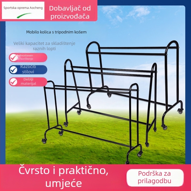 Mobilni košarkaški trenažni stalak s velikim kapacitetom i uklonjivim držačem lopti za trening trojki