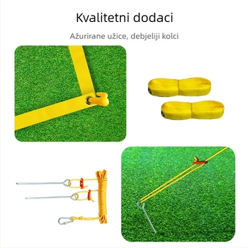 Prijenosni set mreže za odbojku: konstrukcija od najlona, poliestera i PVC-a; aluminijska legura okvir i čelični dijelovi; mogućnost prilagodbe; brenda Hengfeng Ruichuang