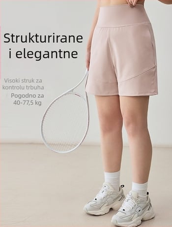 Ženske plus veličine sportske šorceve s brzosušenjem, srednja duljina za yogu i trčanje, labavi kroj, badminton šortse, materijal: najlon 75% i spandeks 25%