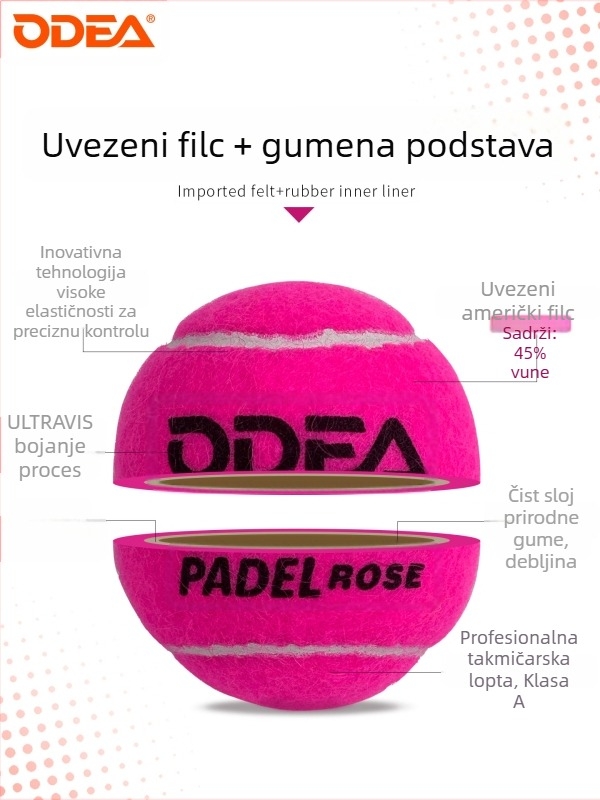 Odear Padel lopta – Teniska lopta tipa kavez s debelim unutarnjim slojem, visoka elastičnost, izdržljiva trening lopta