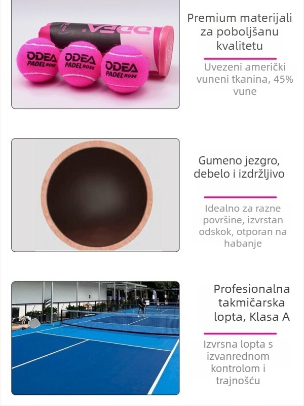 Odear Padel lopta – Teniska lopta tipa kavez s debelim unutarnjim slojem, visoka elastičnost, izdržljiva trening lopta