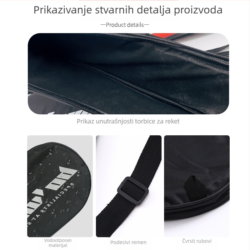 Spike zaštitna torbica za reket za badminton – Oxford platno, vodootporno, s tiskanim logom, za odrasle, pogodna za sportske i vanjske torbe, stolni tenis i badminton