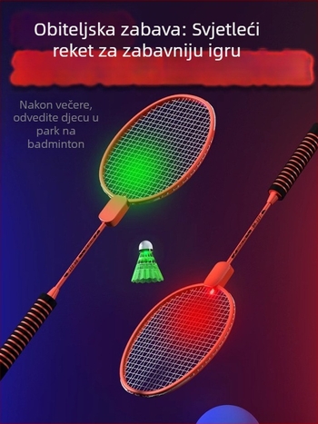 Raketa za badminton sa svjetlećim sjajem, ultralagana titanova legura okvir, najlon užad, težina 95–100 g, debljina drške G1