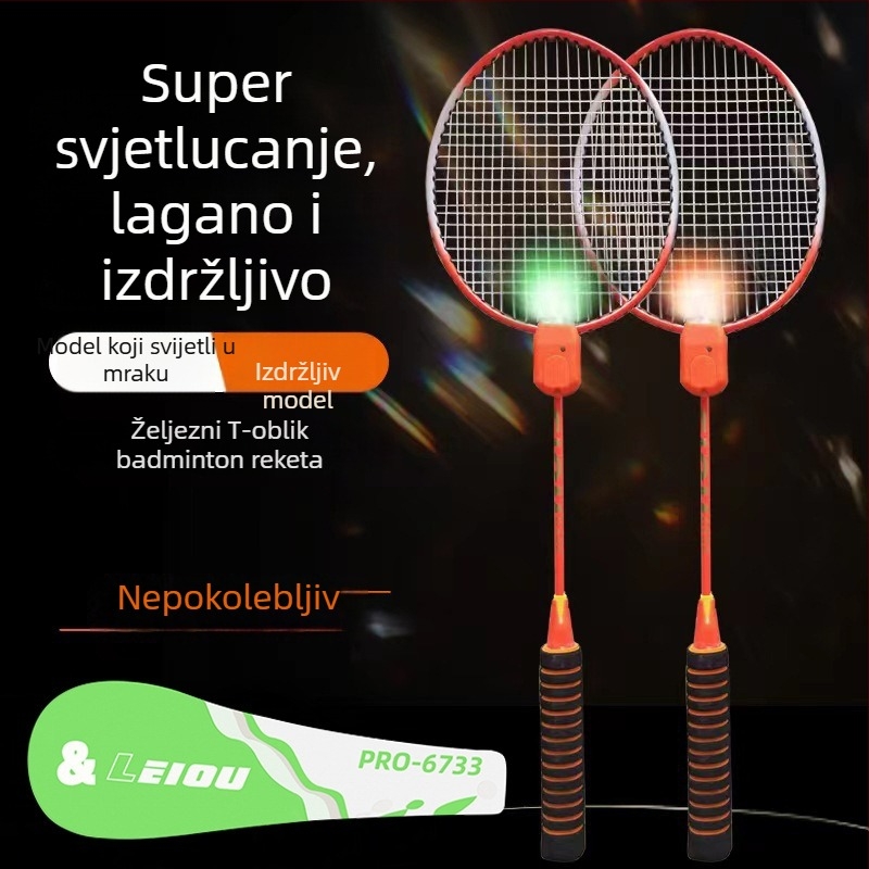 Raketa za badminton sa svjetlećim sjajem, ultralagana titanova legura okvir, najlon užad, težina 95–100 g, debljina drške G1