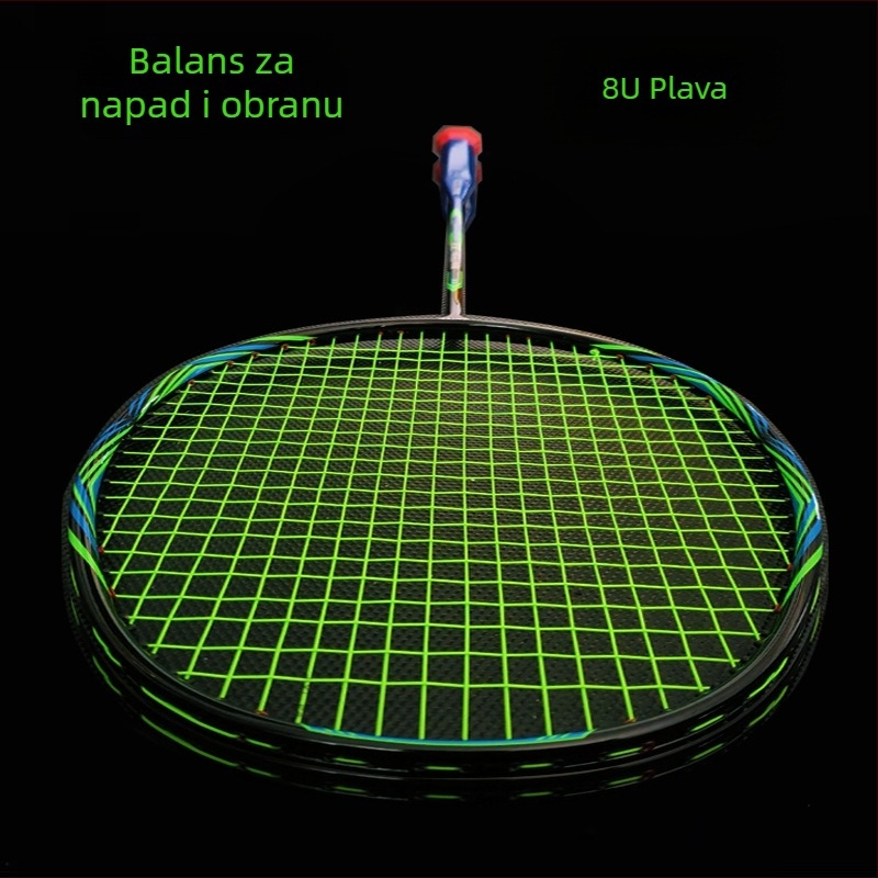 Raketa za badminton, okvir od karbonskih vlakana, ravna osovina, drška G5, srednja fleksija, pogodna za početnike