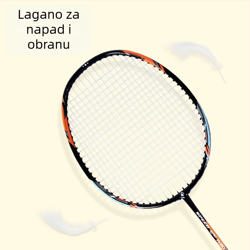 Badminton reketa – karbonsko vlakno okvir, težina 90–94 g, paket od 2 reketa, ravna šaft, za početnike i napredne igrače