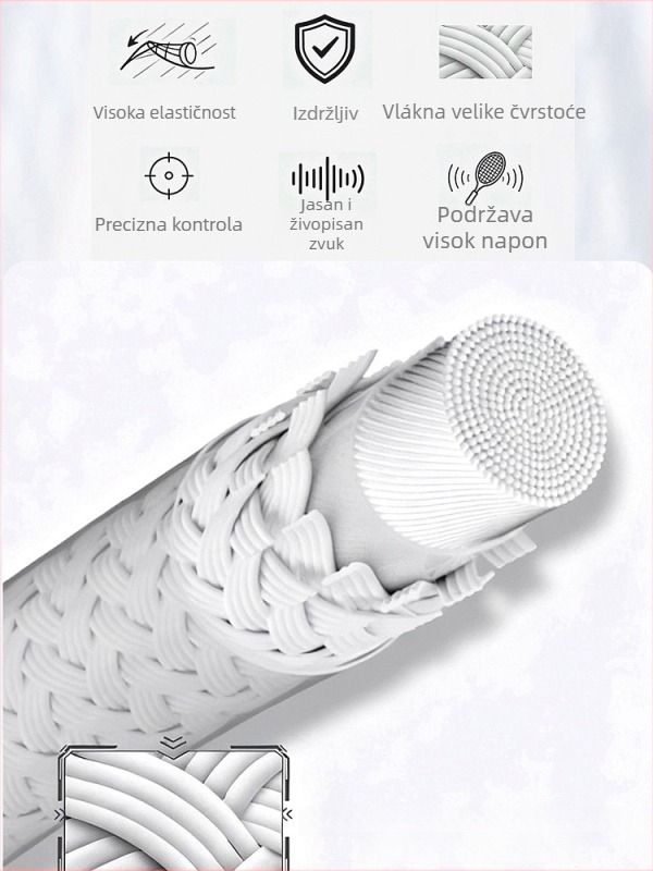 Guangyu vlaknasta žica za reketa za badminton i tenis, napetost 32 lb