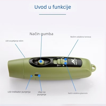 Elektronička zviždaljka USB punjiva, visoke glasnoće i svjetla (ABS, 95 g, Leisure, mogućnost prilagodbe)