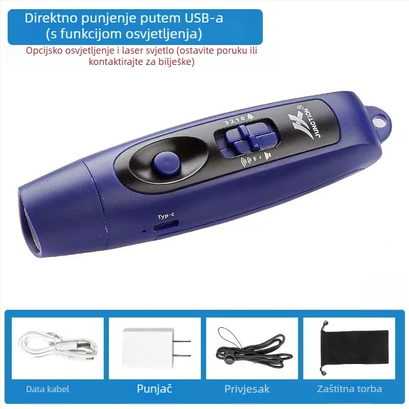 Elektronička zviždaljka USB punjiva, visoke glasnoće i svjetla (ABS, 95 g, Leisure, mogućnost prilagodbe)