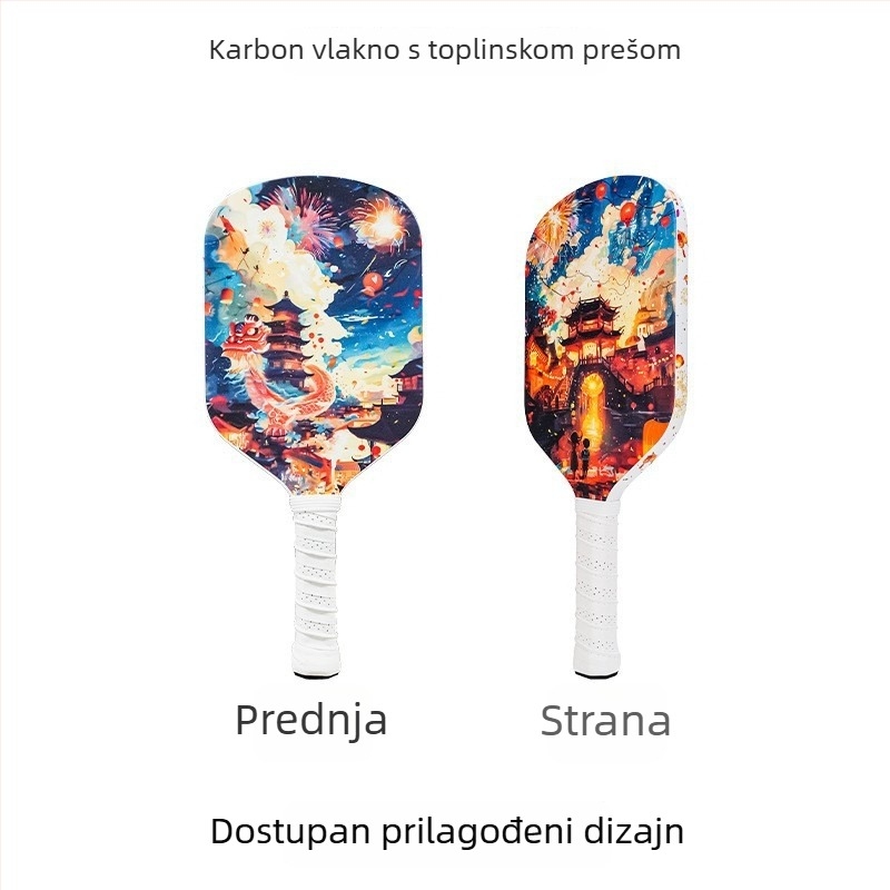 Jusian karbonska pickleball raketa — oko 225 g, jednodijelna konstrukcija s toplim presom, natjecateljskog ranga
