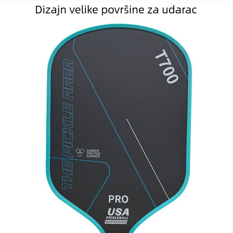 Pickleball reketa T700 od karbonskih vlakana, 16 mm debljina, polimer honeycomb jezgro, težina 225 g ±10 g