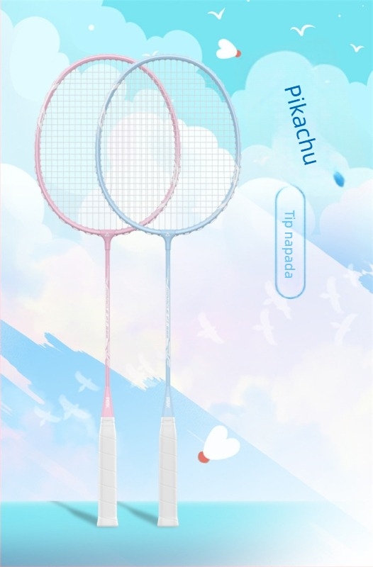 Peak badminton reketa – Okvir od karbonskih vlakana, Najlonske strune, Težina 95–100 g, Duljina drške G5, Napetost žica 20–23 lb