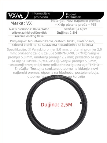 Set hidraulijskih kočnica za brdski bicikl s najlonskim opletkom i olivnim završecima