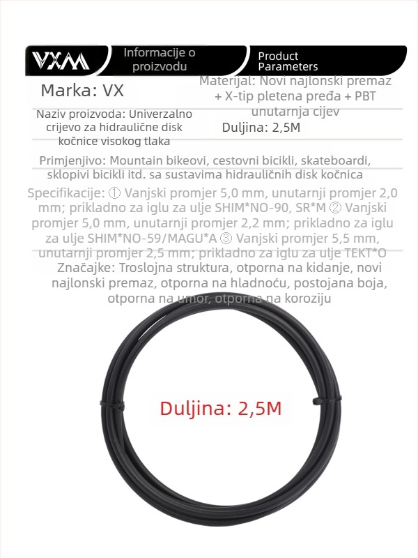 Set hidraulijskih kočnica za brdski bicikl s najlonskim opletkom i olivnim završecima